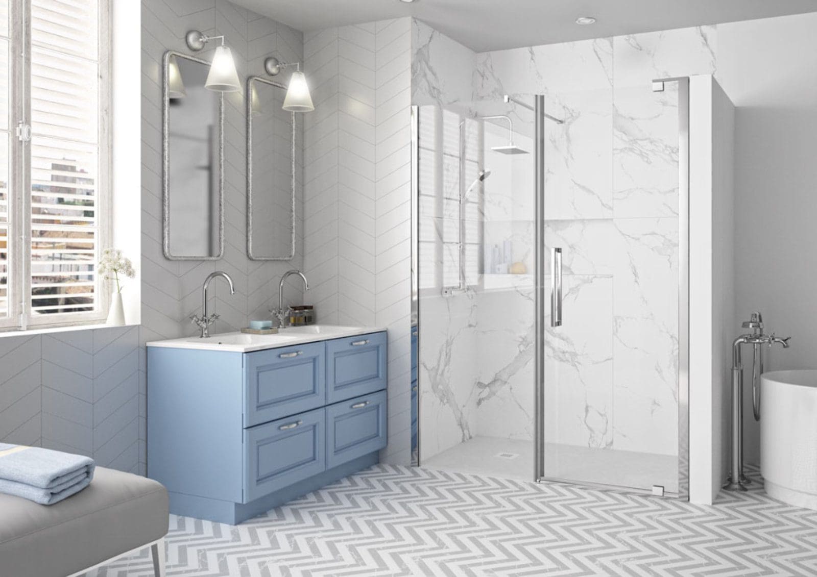 10 Beautiful Bathroom Colour Schemes For Uk Homes - 10 Series Pivot And Inline In Recess Lr | My Bathroom Specialist