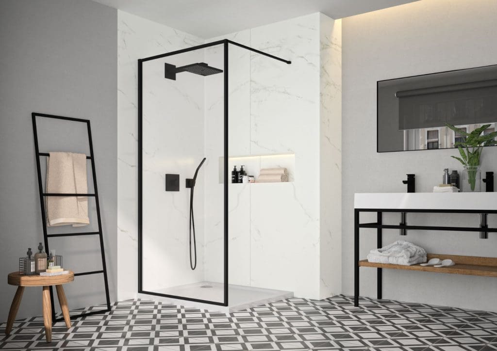 Merlyn Black Framed Showerwall Lr | My Bathroom Specialist