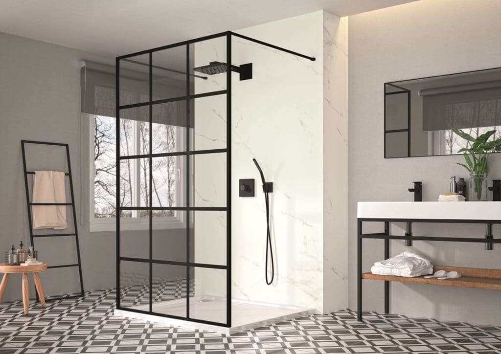 Merlyn Black Squared Double Entry Shower Panel Lr | My Bathroom Specialist