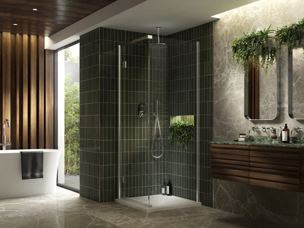 10 Beautiful Bathroom Colour Schemes For Uk Homes - Kudos Pinnacle8 Hinged Corner | My Bathroom Specialist