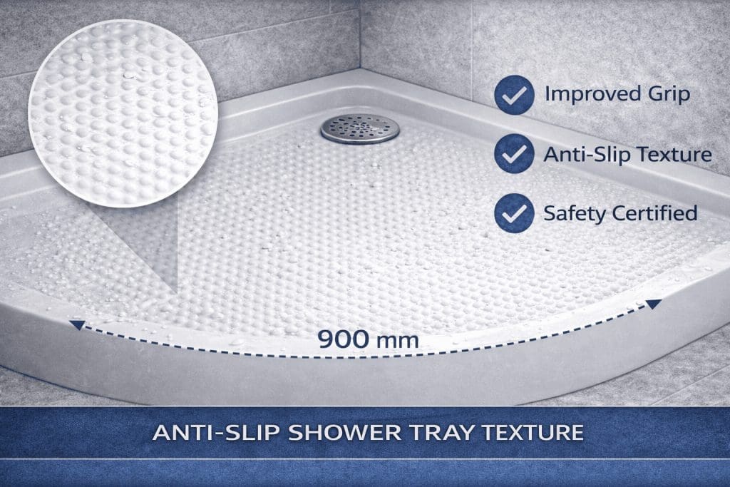 Shower Tray Materials With An Infographic Showing Anti-Slip Shower Tray Textures | My Bathroom Specialist